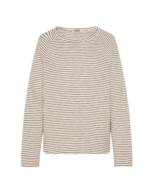 SENSES.THE LABEL White Gestreiftes Longsleeve Mit Raglanärmeln
