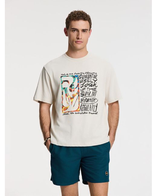 Shiwi T-Shirt Jay Flower Block in White für Herren