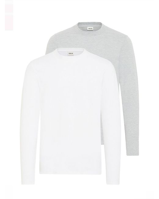 Solid Langarmshirt Sdodatten in White für Herren