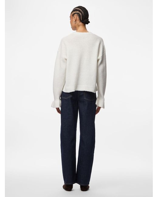 Pieces White Strickpullover Pcjimma