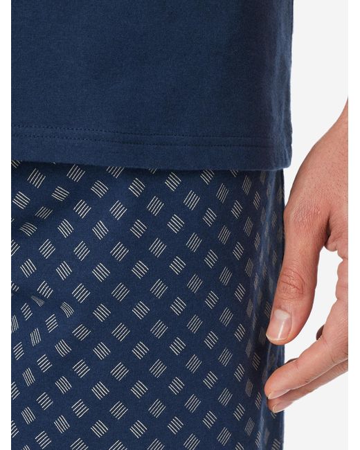 Schiesser Pyjama Kurz Casual Essentials in Blue für Herren