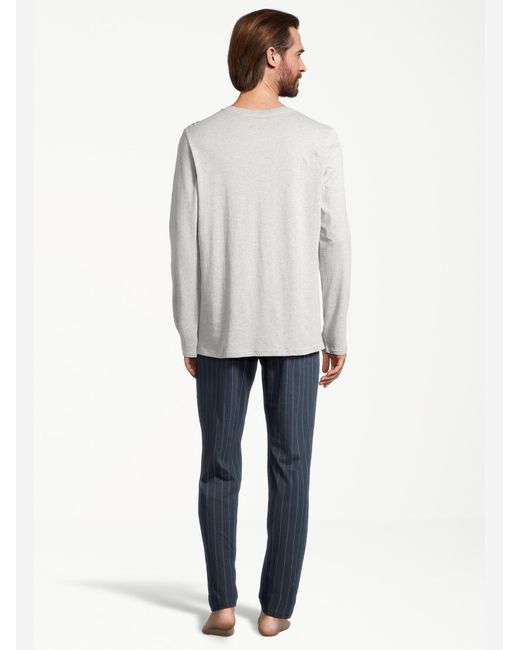 Schiesser Pyjama Lang Night & Home in White für Herren