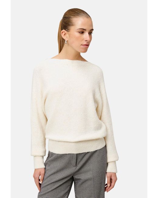 Zero White Strickpullover Mit U-Boot Ausschnitt