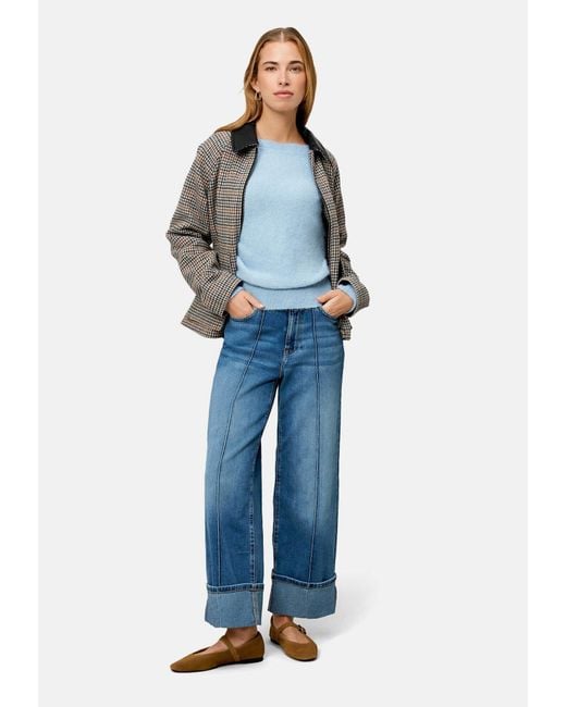 Zero Blue Strickpullover Mit U-Boot Ausschnitt