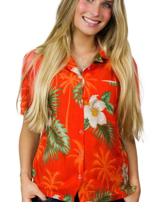 King Kameha Red Bluse Small Flower