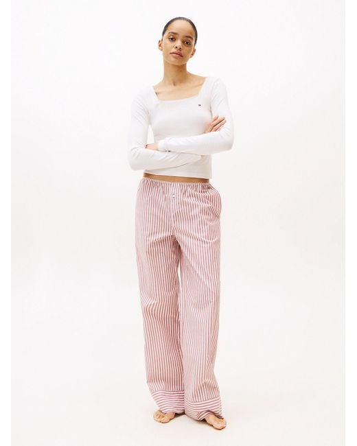 Tommy Hilfiger Pink Essential Pointelle-Pyjama Aus Popeline