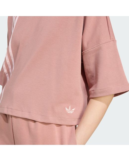 Adidas Originals Pink T-Shirt Off Placed 3-Stripes