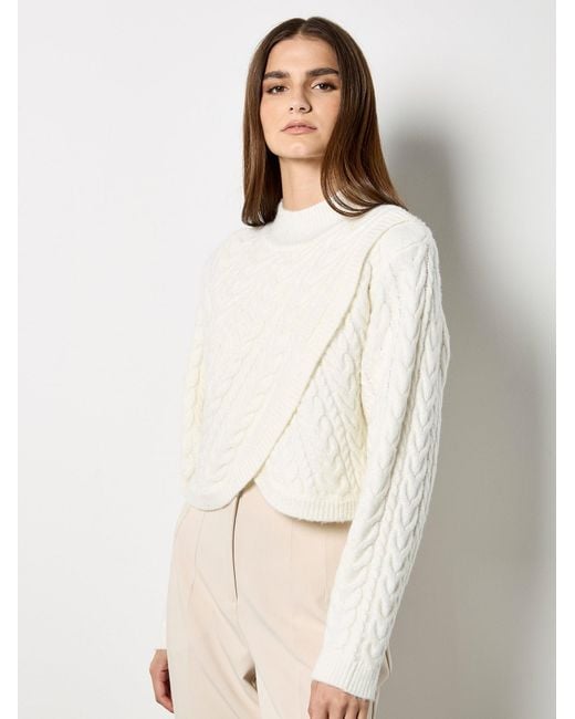 Apricot Natural Cable Knit Wrap Jumper