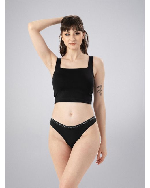 LEAFLETIC Black Slip Mid Rise Brazilian