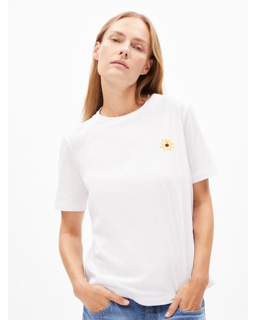 ARMEDANGELS White T-Shirt Lualaa Flower
