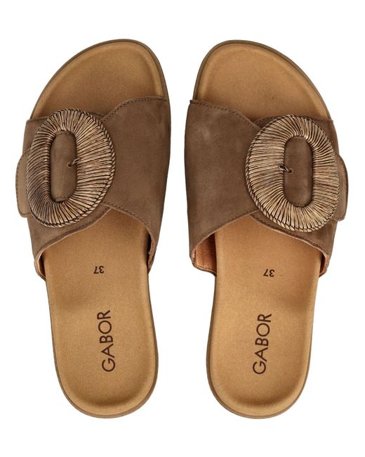 Gabor Brown Pantoletten Leder Pantolette