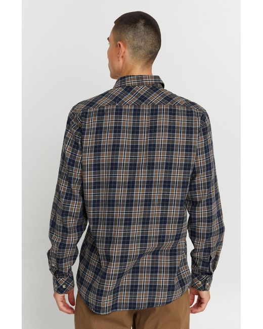 Solid Langarmhemd 'court' in Gray für Herren