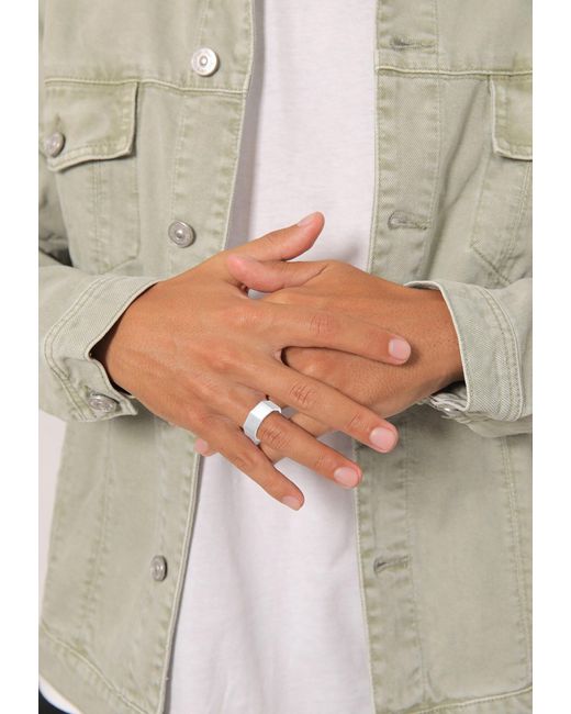 Kuzzoi Ring Hexagon in Metallic für Herren