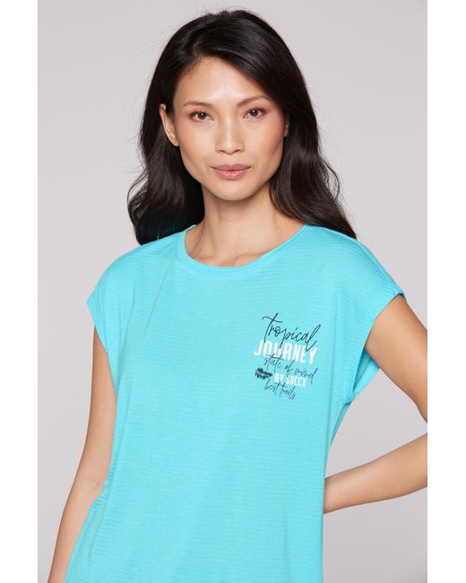 SOCCX Blue Shirt Mit Jaquard Streifen Und Rücken-Print