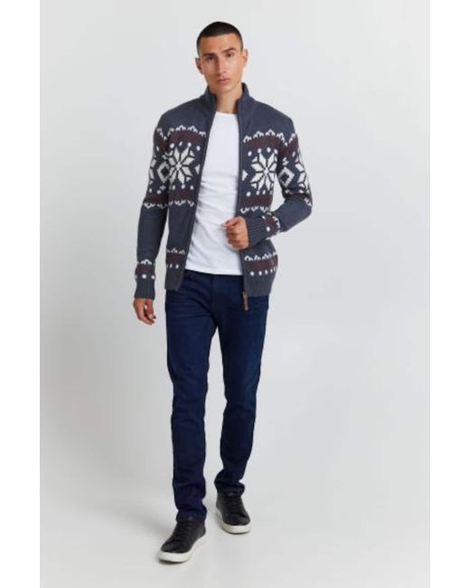 Solid Strickcardigan 'noran' in Blue für Herren