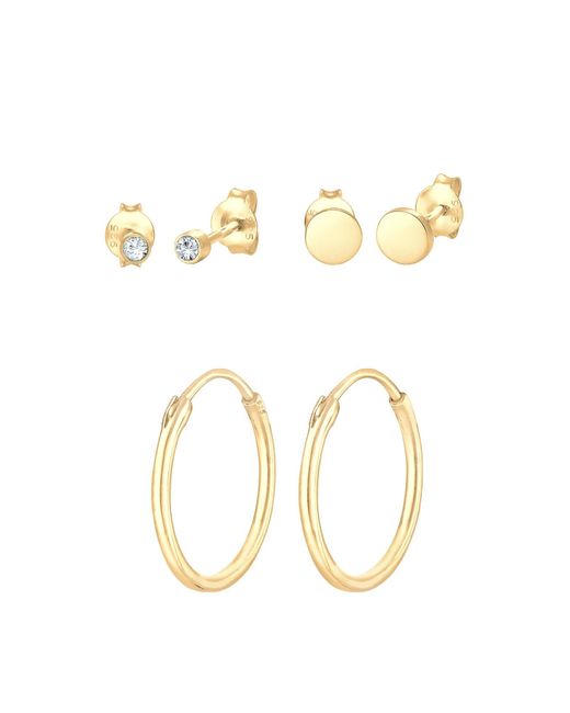 Elli Jewelry Metallic Ohrringe Basic Ohrstecker, Creole, Kristall Ohrstecker