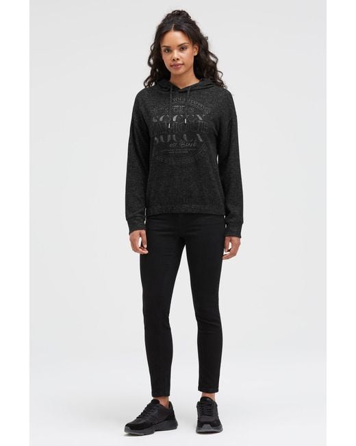 SOCCX Black Hoodie Aus Flauschstrick Mit Glitzer-Print