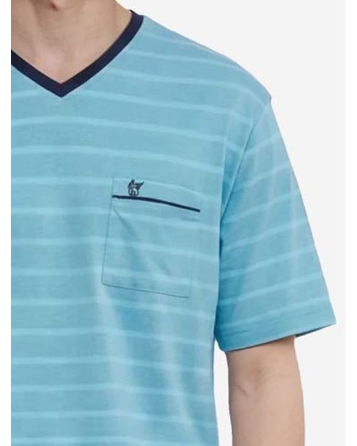 Hajo Pyjama Kurz Klima Light in Blue für Herren