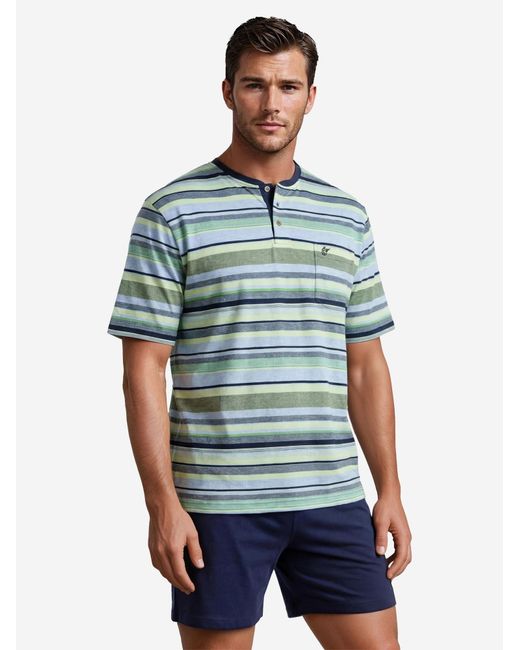 Hajo Pyjama Kurz Klima Light in Blue für Herren