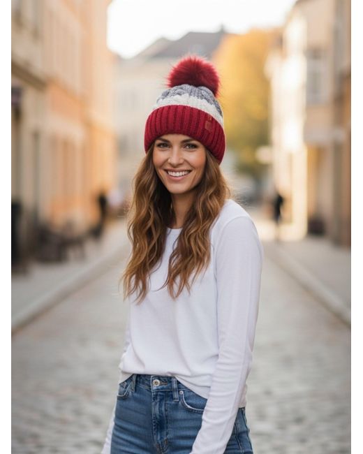 Kumixi Red Mütze Bommelmütze