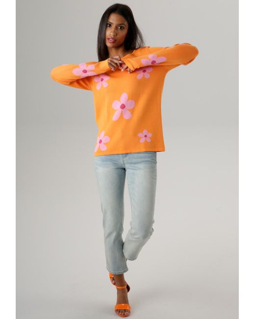 Aniston SELECTED Orange Pullover