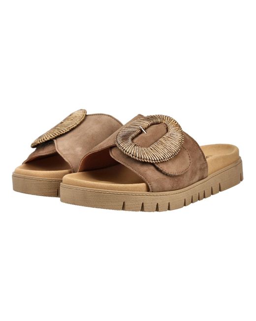Gabor Brown Pantoletten Leder Pantolette