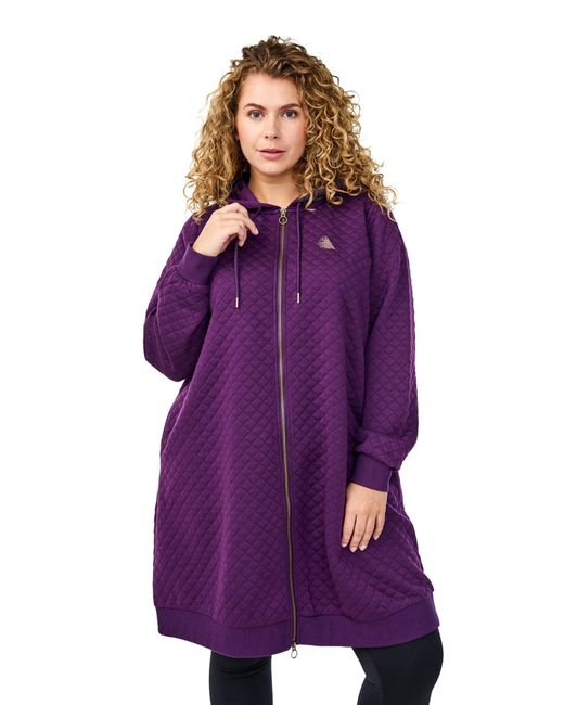 Active By Zizzi Purple Strickjacke 'Aemana'