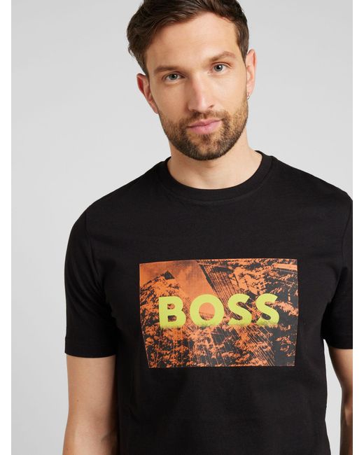 Boss T-shirt 'te_building' in Black für Herren