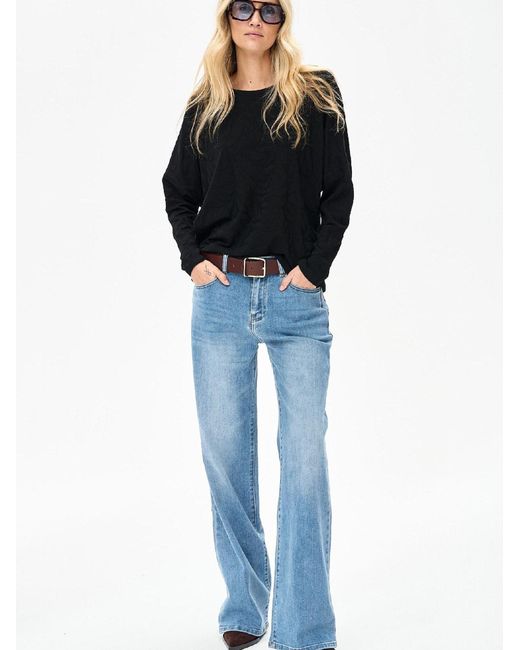 Blue Shadow Black Bluse