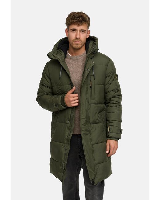 INDICODE Wintermantel Studs in Green für Herren