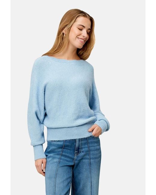 Zero Blue Strickpullover Mit U-Boot Ausschnitt