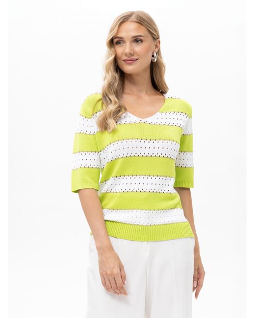Passioni Yellow Pullover Strickpullover Mit Lochmuster