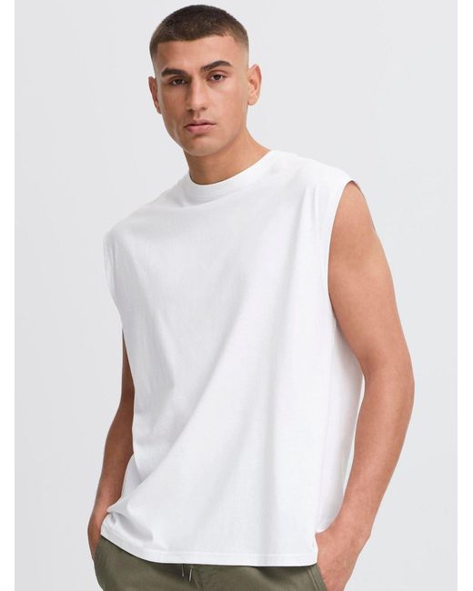Solid Rundhalsshirt Sdbilo Mit Backprint in White für Herren