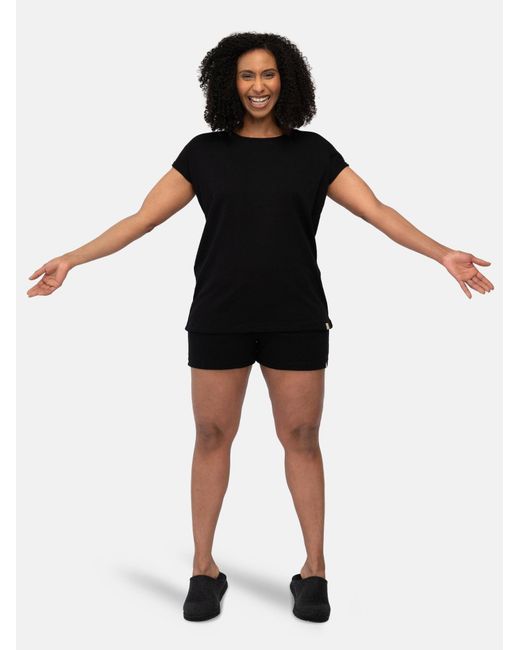 greenjama Black Schlafshirt Lässiges T-Shirt Aus Derby-Rib