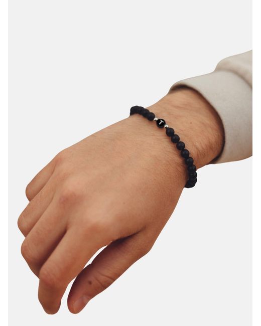GOOD.designs Perlenarmband Mit Buchstabe T in Black für Herren