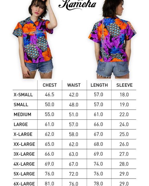King Kameha Red Bluse Pineapple Hibiscus Line