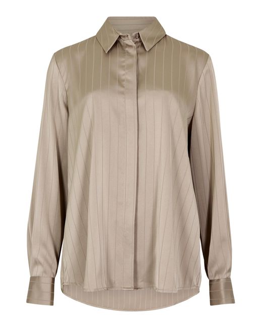 Apricot Natural Satin Self-Stripe Oversized Shirt