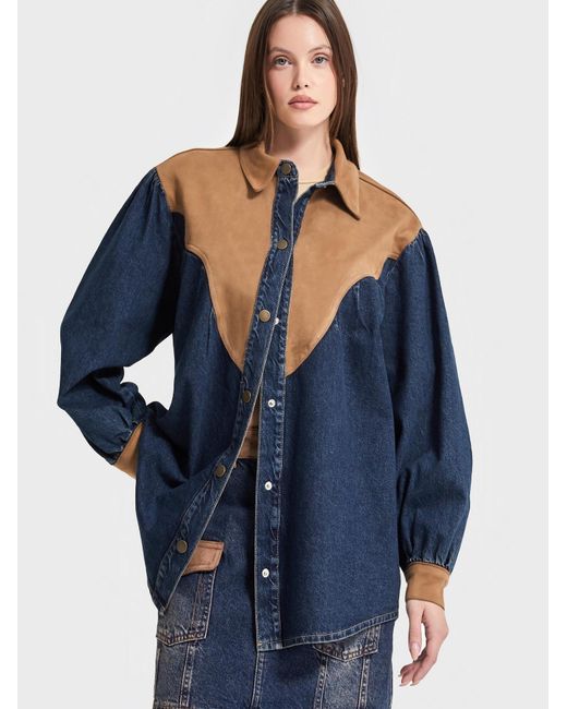 its basic Blue Its Basic Oversizeshirt Oversized Denim Shirt