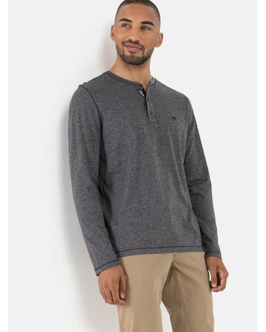 Camel Active Langarm Henleyshirt Aus Nachhaltigen Baumwollmix in Gray für Herren
