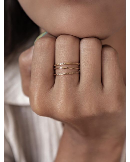 Hey Happiness Metallic Ring Twist Stack