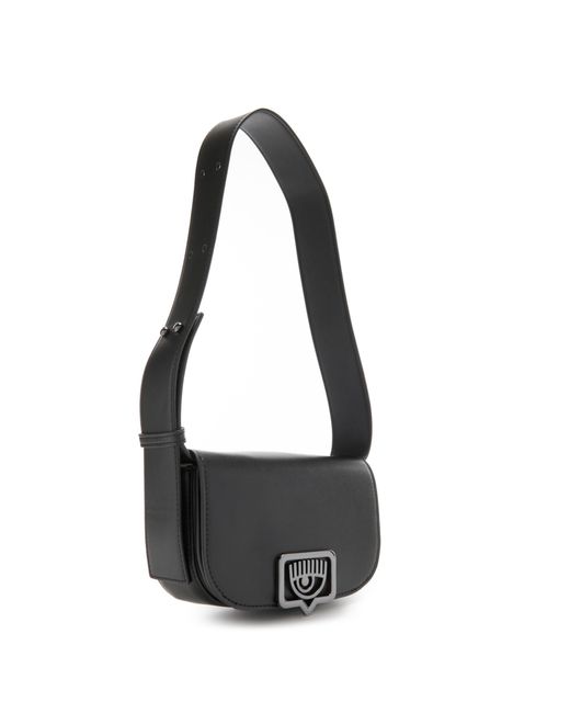 Chiara Ferragni Black Schwarze Kunstleder Schultertasche