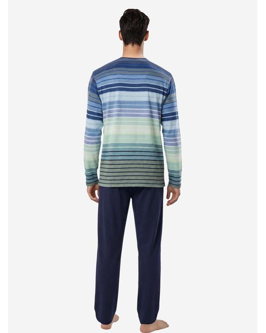 Hajo Pyjama Lang Klima Komfort in Blue für Herren