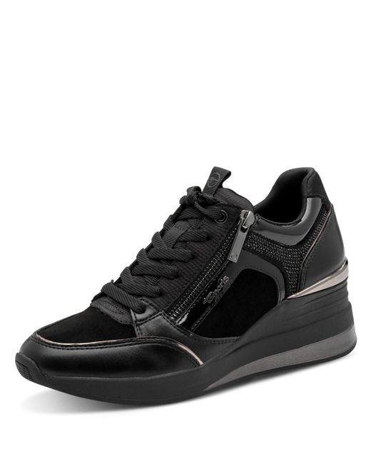 Tamaris Black Keilsneaker Schnürer, Freizeitschuh, Halbschuh Mit 6-Cm-Keilabsatz