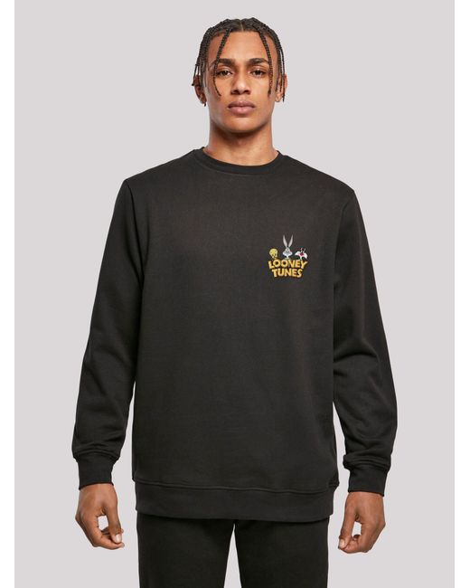 F4NT4STIC Sweatshirt Looney Tunes Group Faux Pocket in Black für Herren