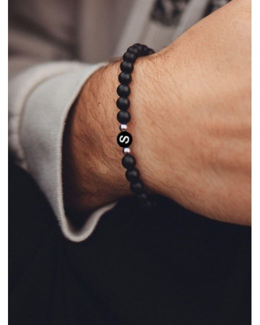 GOOD.designs Perlenarmband Mit Buchstabe S in Black für Herren