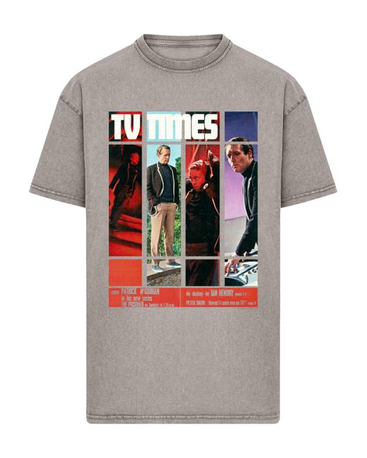 F4NT4STIC T-Shirt Tv Times Patrick Mcgoohan The Prisoner 1967 Cover in Gray für Herren