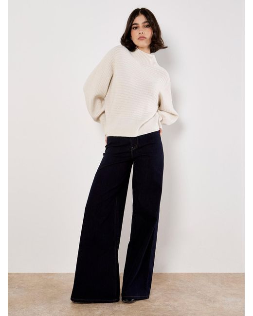 Apricot White Twisted Cable Knit Batwing Jumper