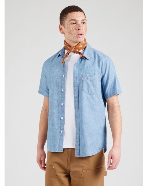 Levi's Levis Short Sleeve Sunset One Pocket Standard Fit Shirt in Blue für Herren