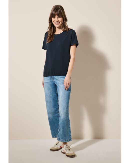 Cecil Black T-Shirt Mit Struktur