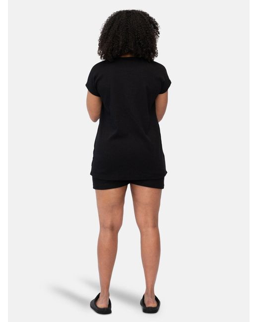 greenjama Black Schlafshirt Lässiges T-Shirt Aus Derby-Rib